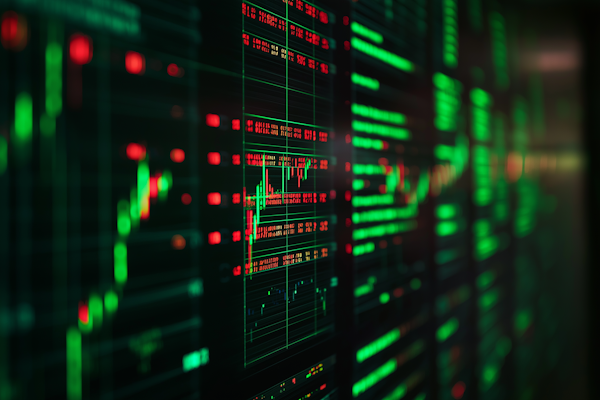 Aktuelle Marktanalyse und Investmenttrends auf Monitoren im Handelsbüro